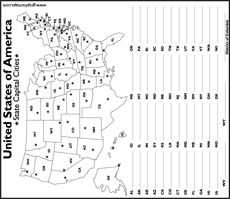 map of 50 states with capitals. States and capitals