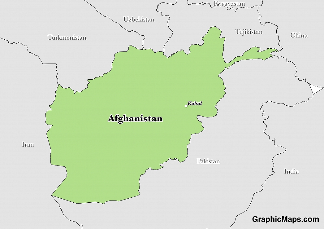 Map showing the location of Afghanistan