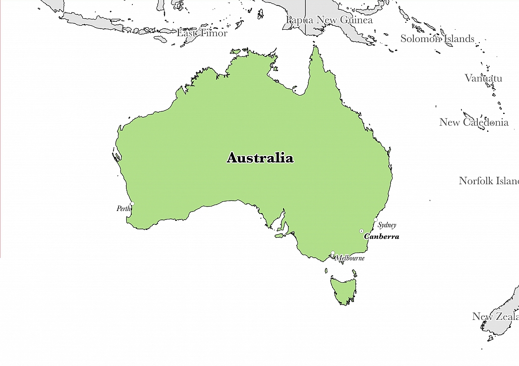 Map showing the location of Australia