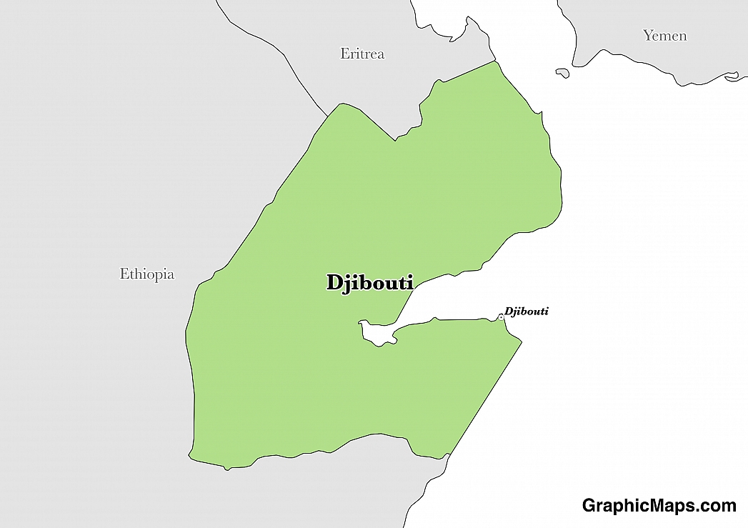 Map showing the location of Djibouti