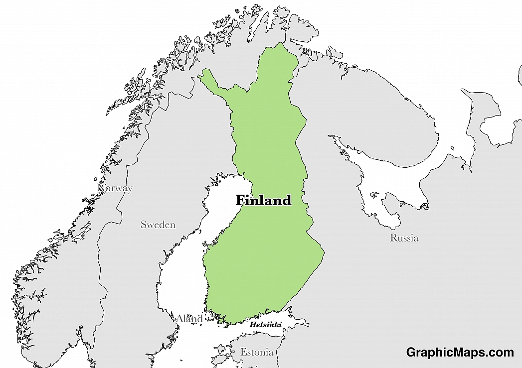 Map showing the location of Finland