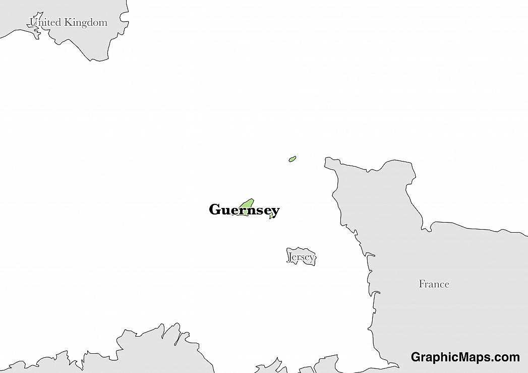 Map showing the location of Guernsey