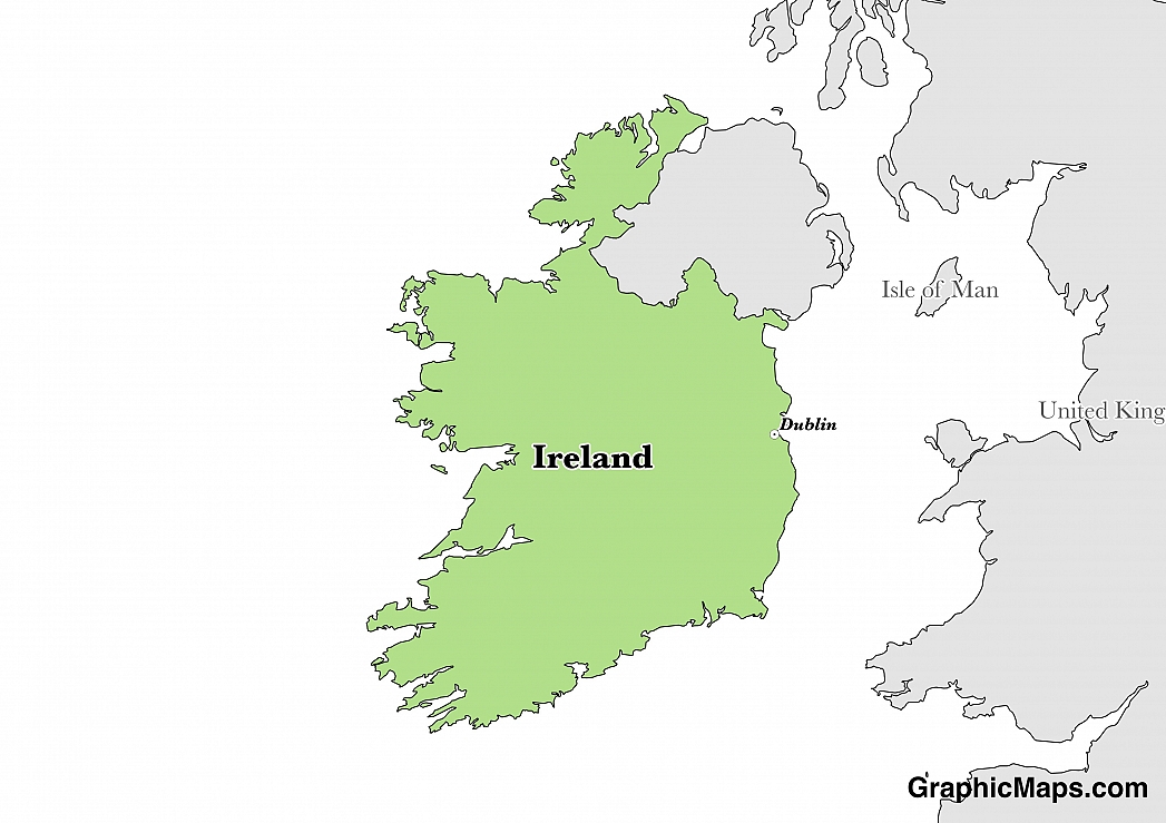 Map showing the location of Ireland