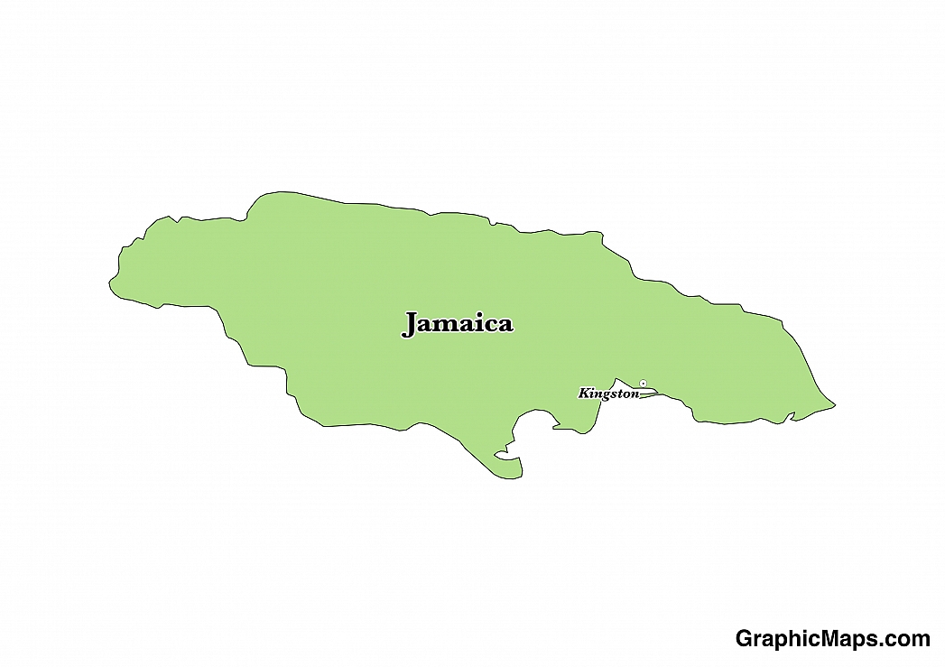 Map showing the location of Jamaica