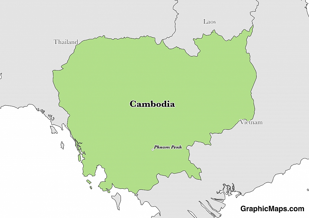 Map showing the location of Cambodia