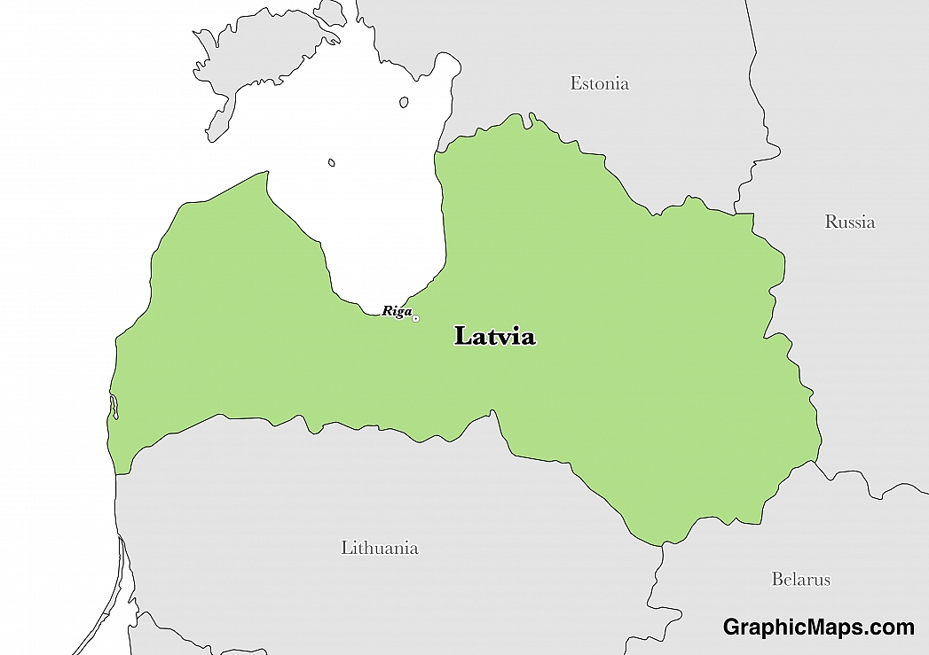 Map showing the location of Latvia
