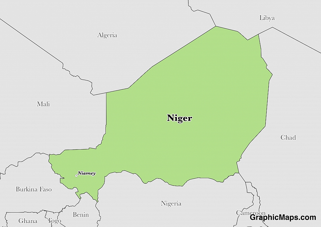 Map showing the location of Niger