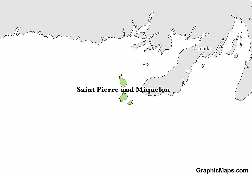 Map showing the location of Saint Pierre and Miquelon