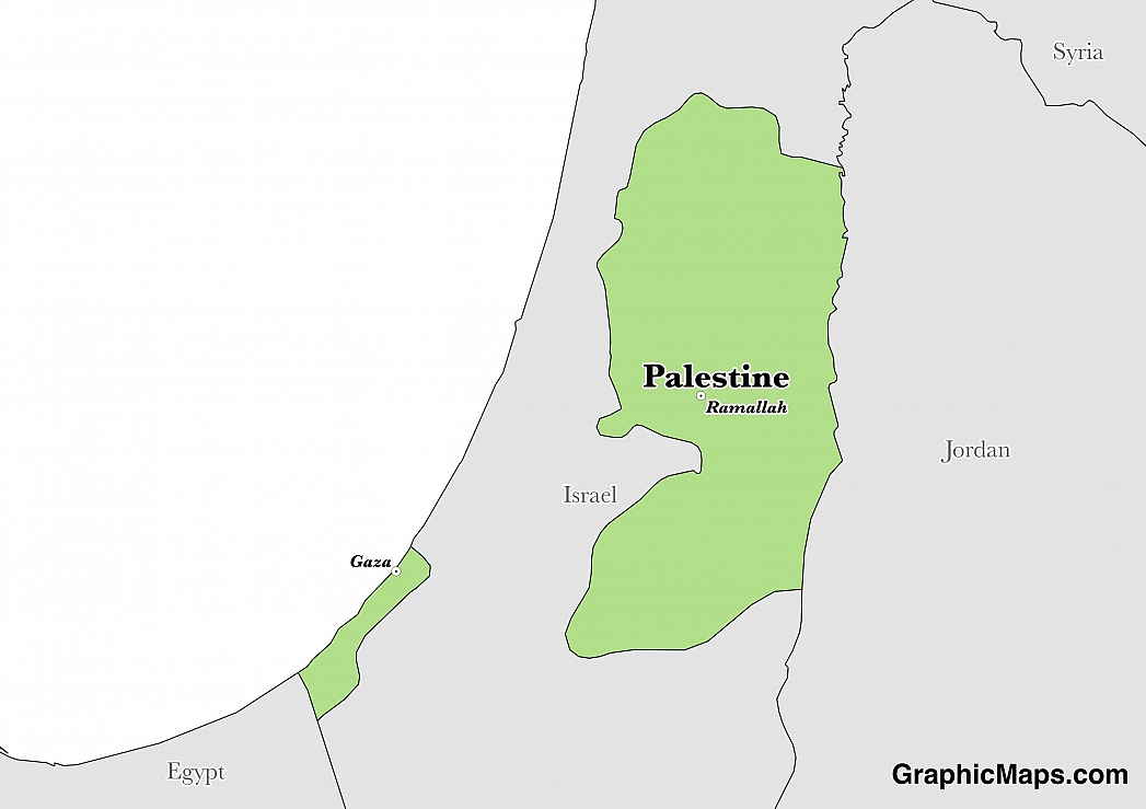 Map showing the location of Palestinian Territory