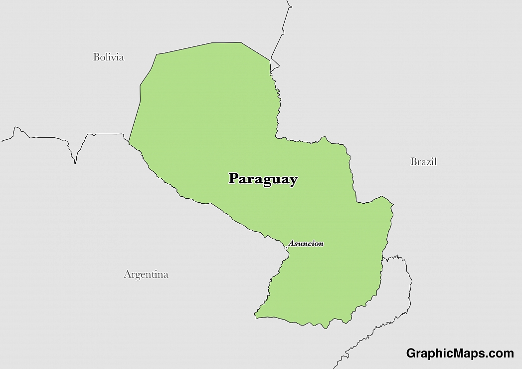 Map showing the location of Paraguay