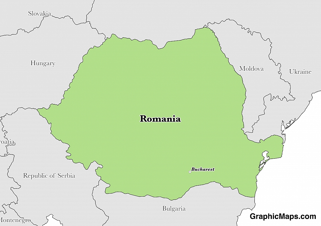 Map showing the location of Romania