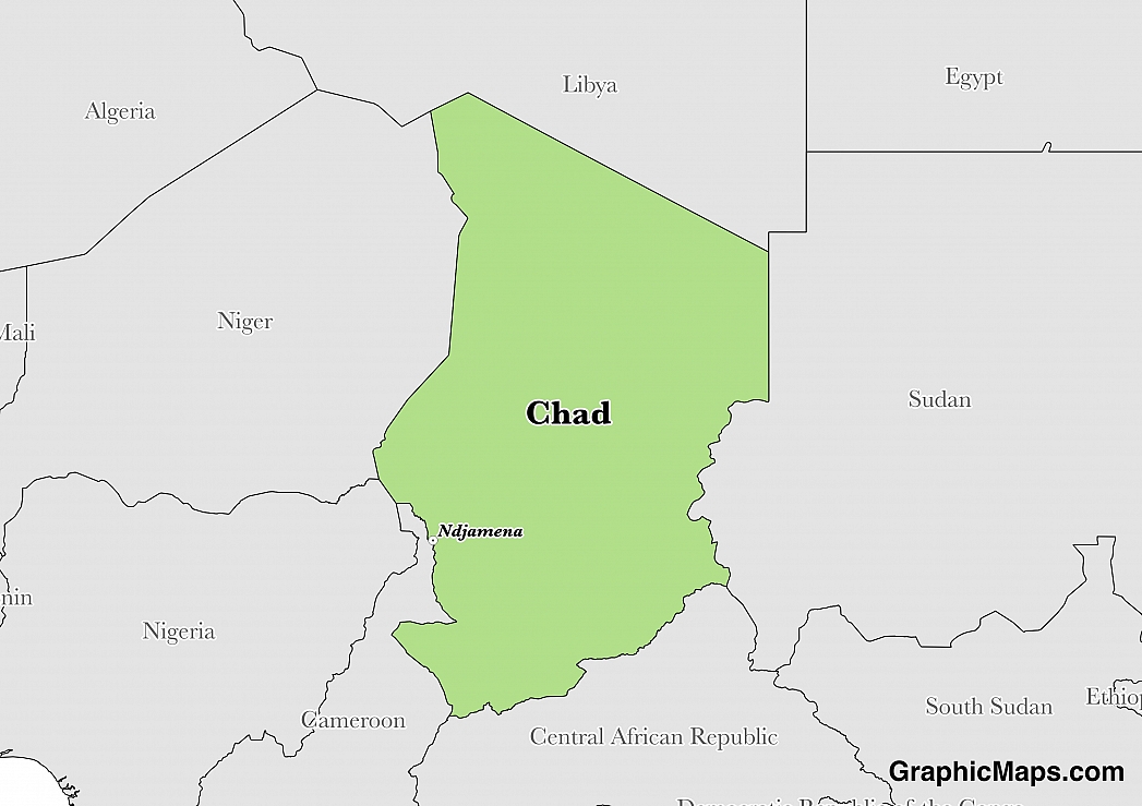 Map showing the location of Chad