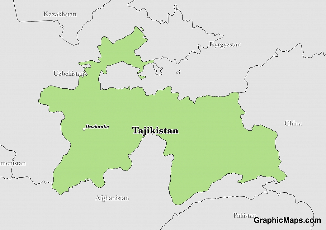 Map showing the location of Tajikistan