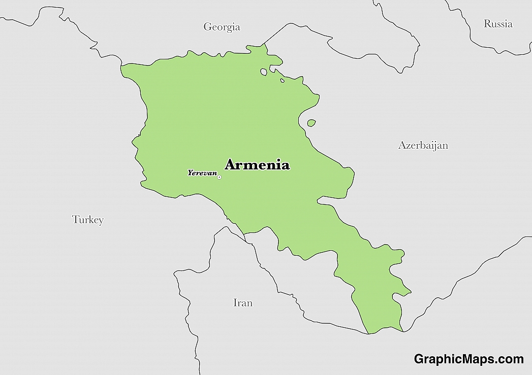 Map showing the location of Armenia