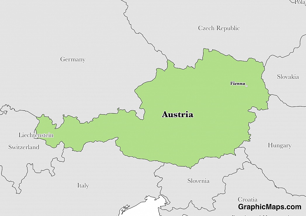 Map showing the location of Austria