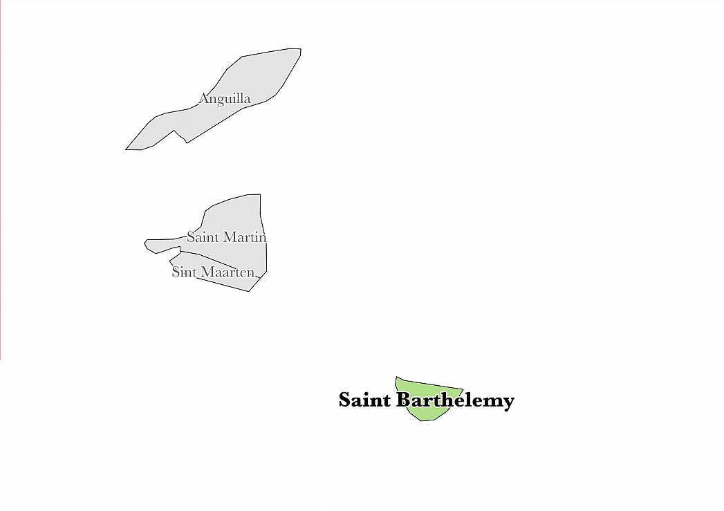 Map showing the location of Saint Barthelemy