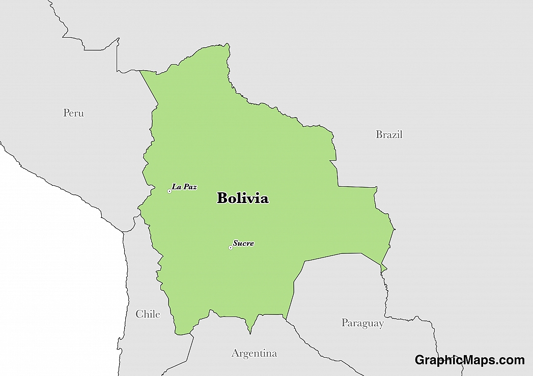 Map showing the location of Bolivia