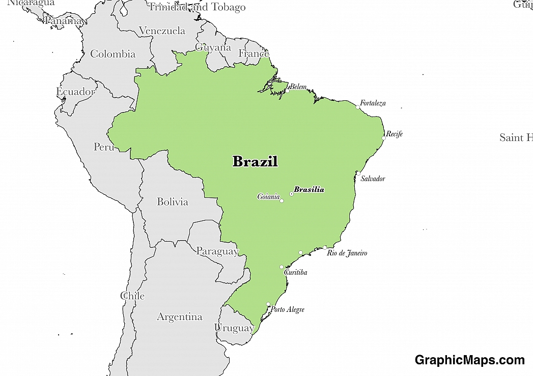 Map showing the location of Brazil
