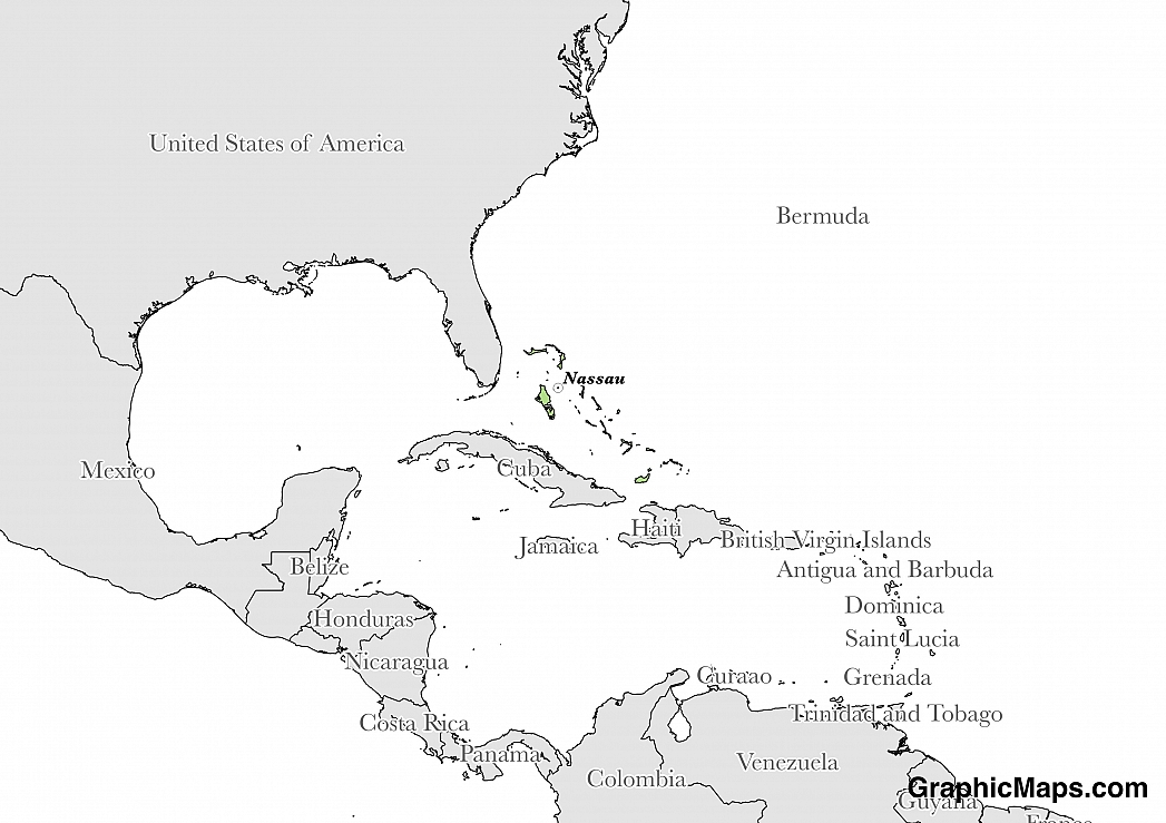 Map showing the location of Bahamas