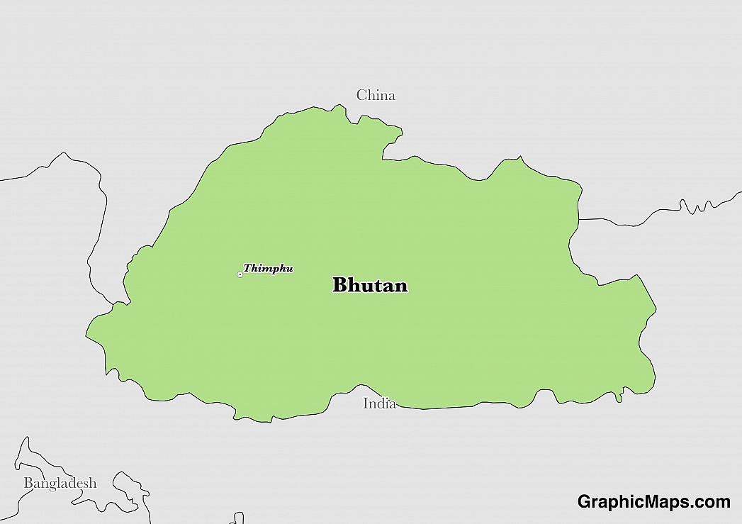 Map showing the location of Bhutan