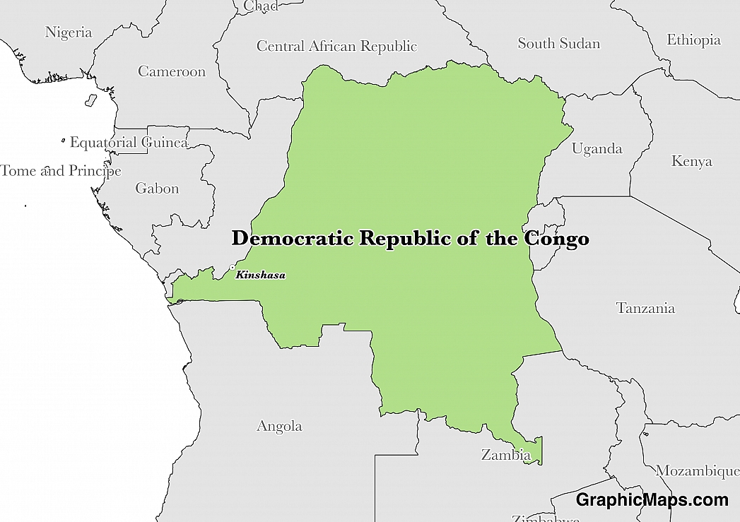 Map showing the location of Democratic Republic of the Congo