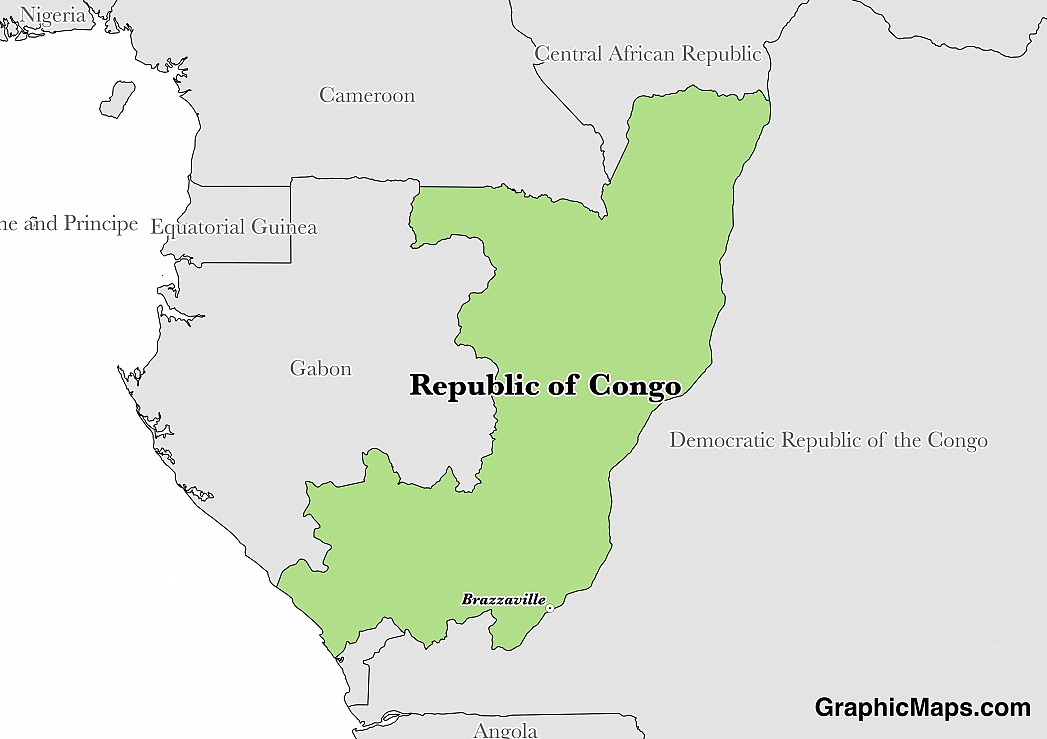 Map showing the location of Republic of the Congo