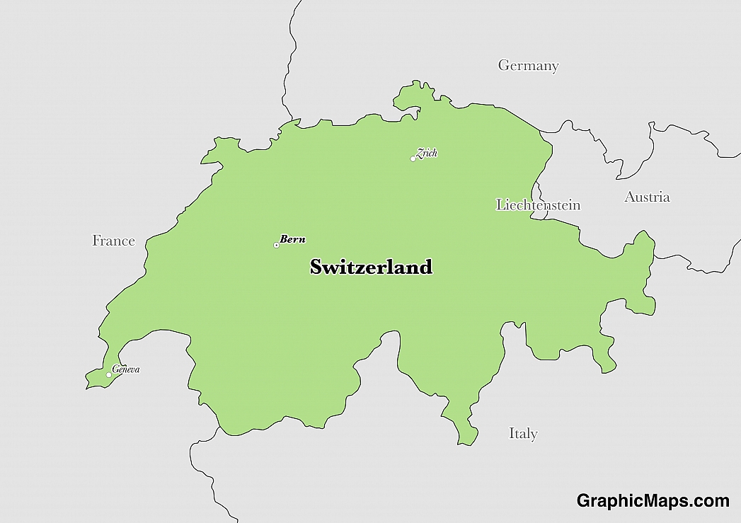Map showing the location of Switzerland