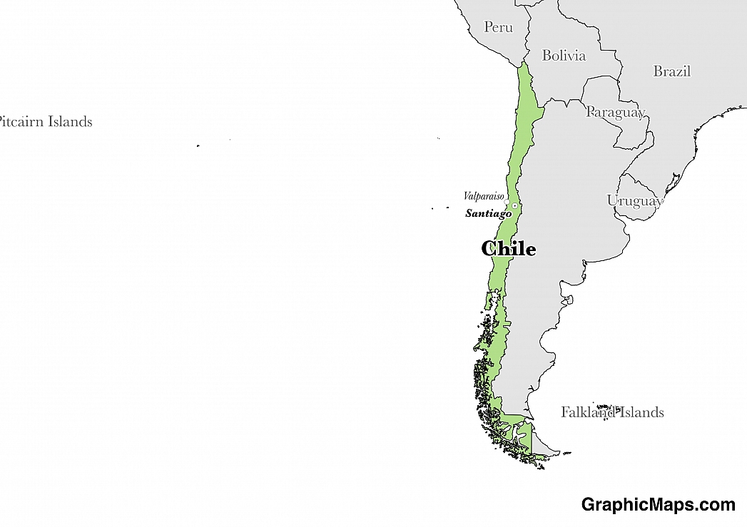 Map showing the location of Chile