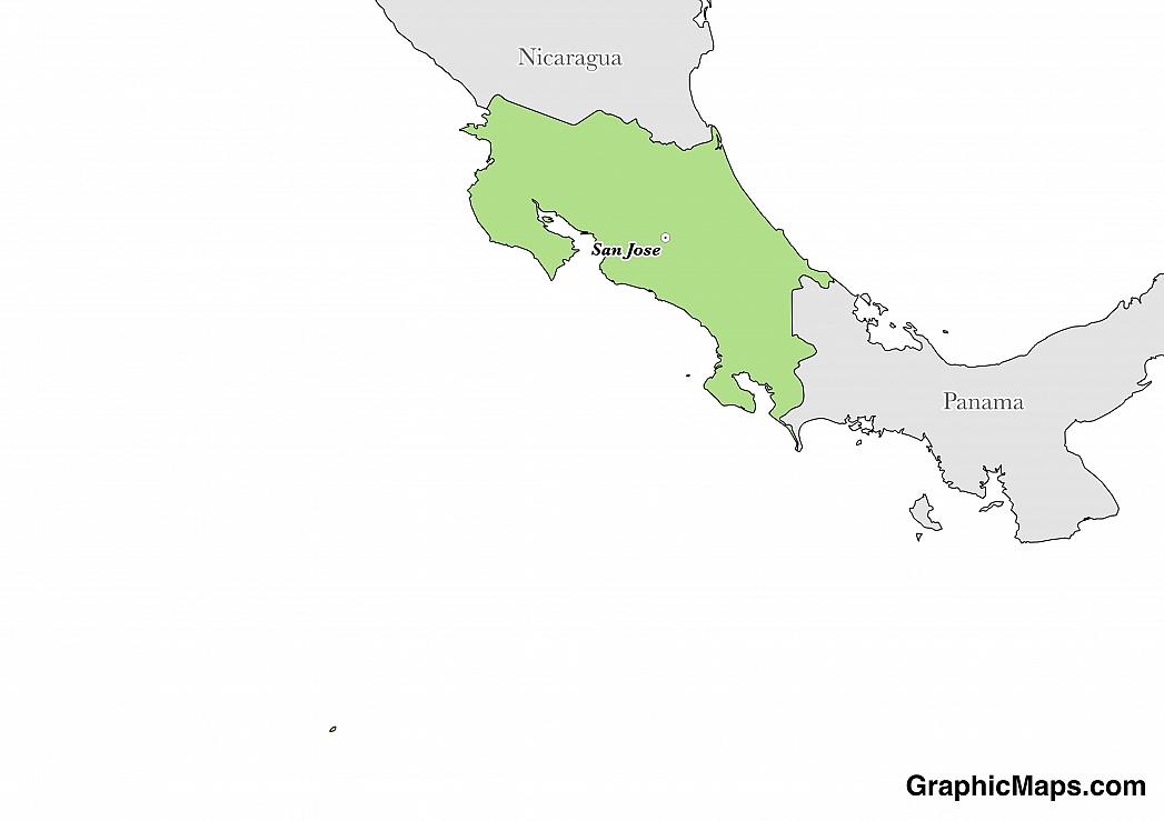 Map showing the location of Costa Rica