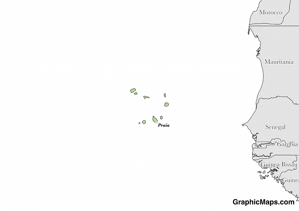 Map showing the location of Cape Verde