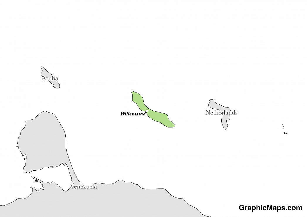 Map showing the location of Curacao