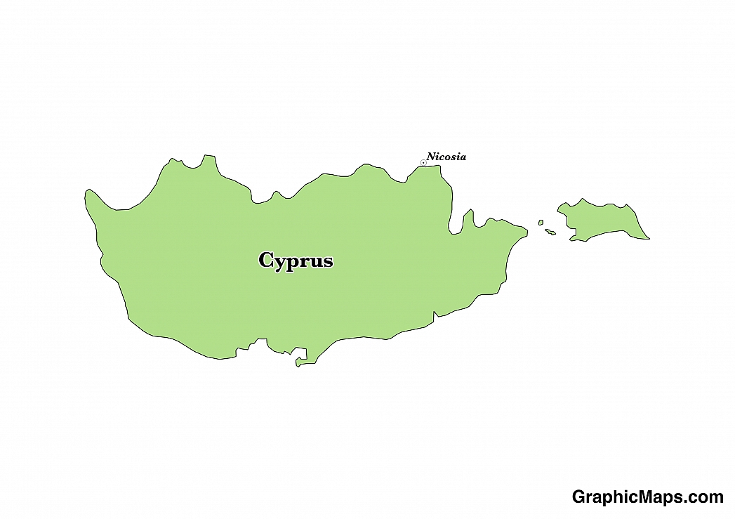 Map showing the location of Cyprus