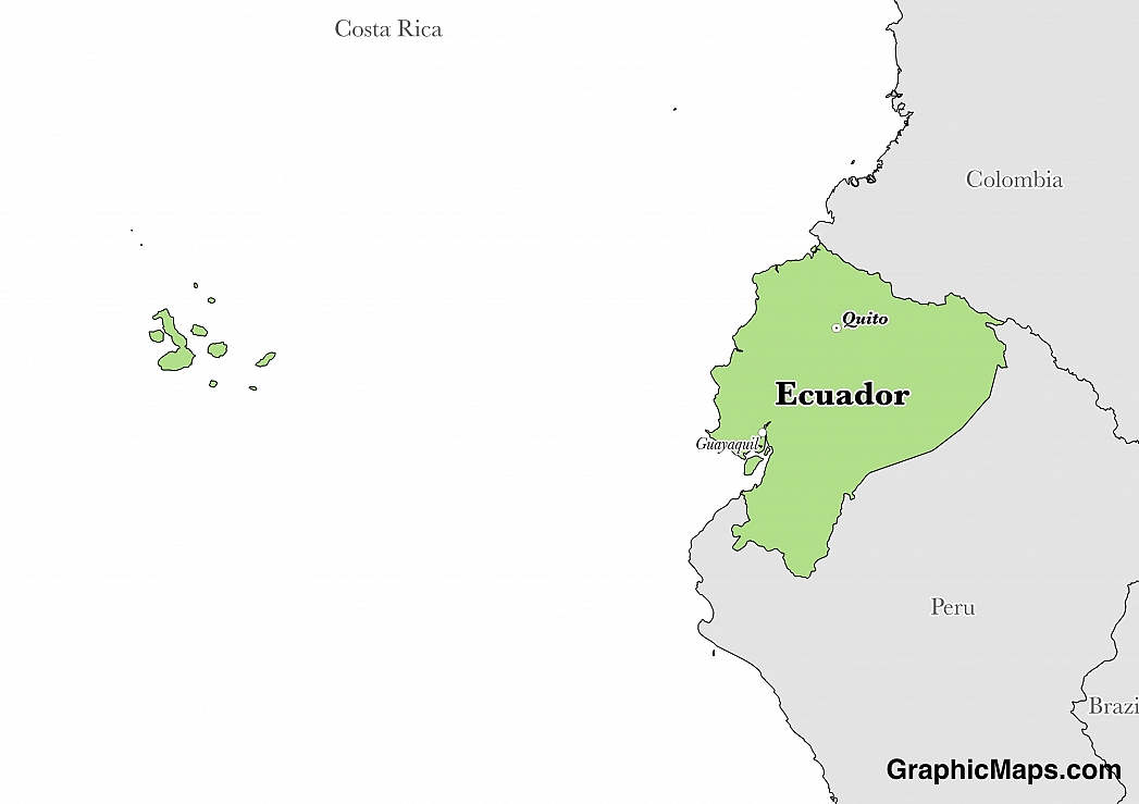 Map showing the location of Ecuador