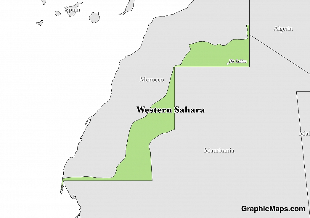 Map showing the location of Western Sahara
