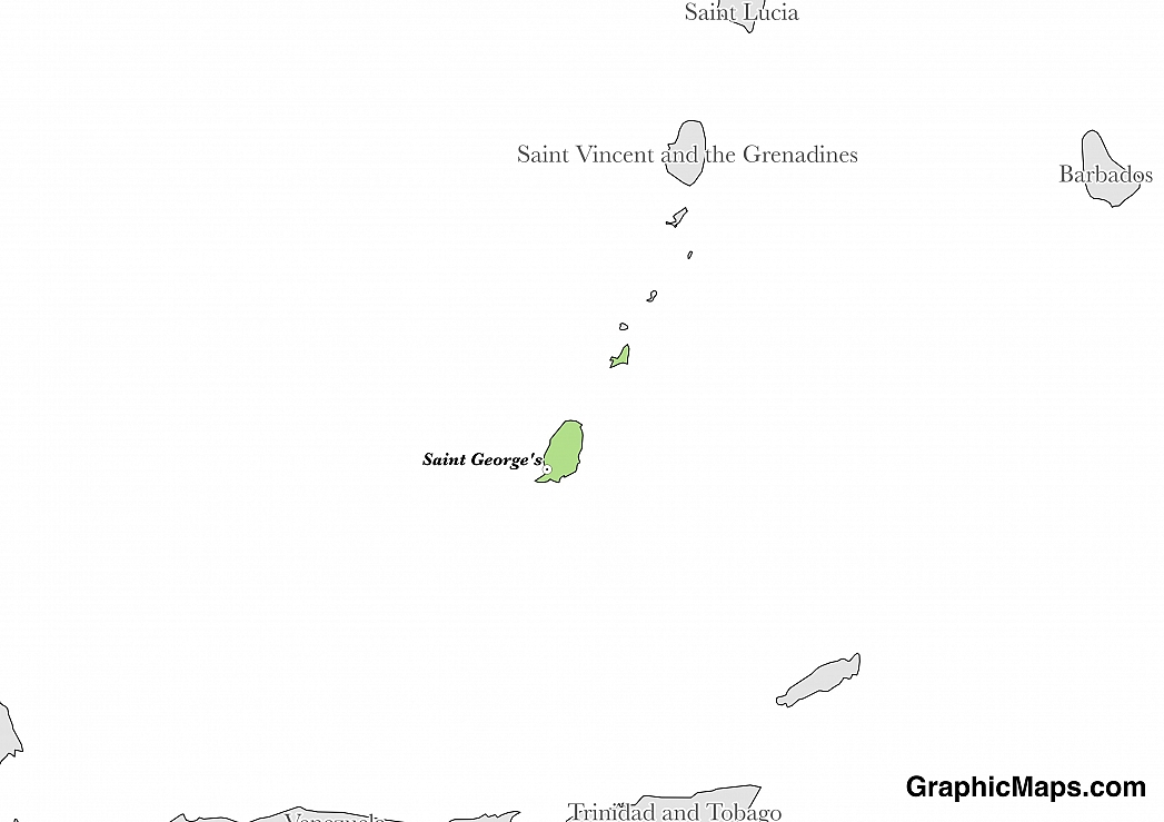 Map showing the location of Grenada
