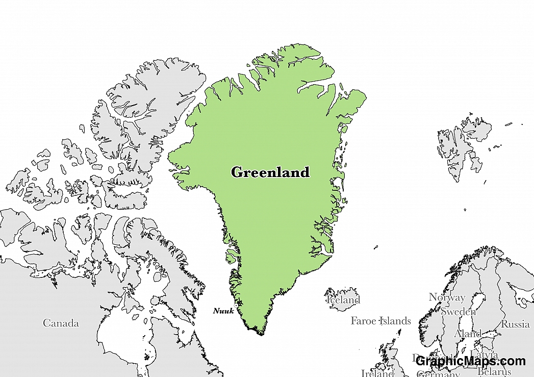 Map showing the location of Greenland