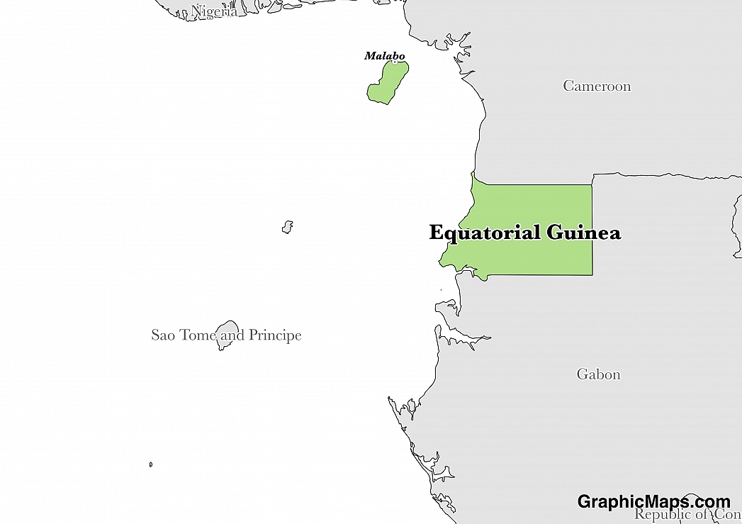 Map showing the location of Equatorial Guinea