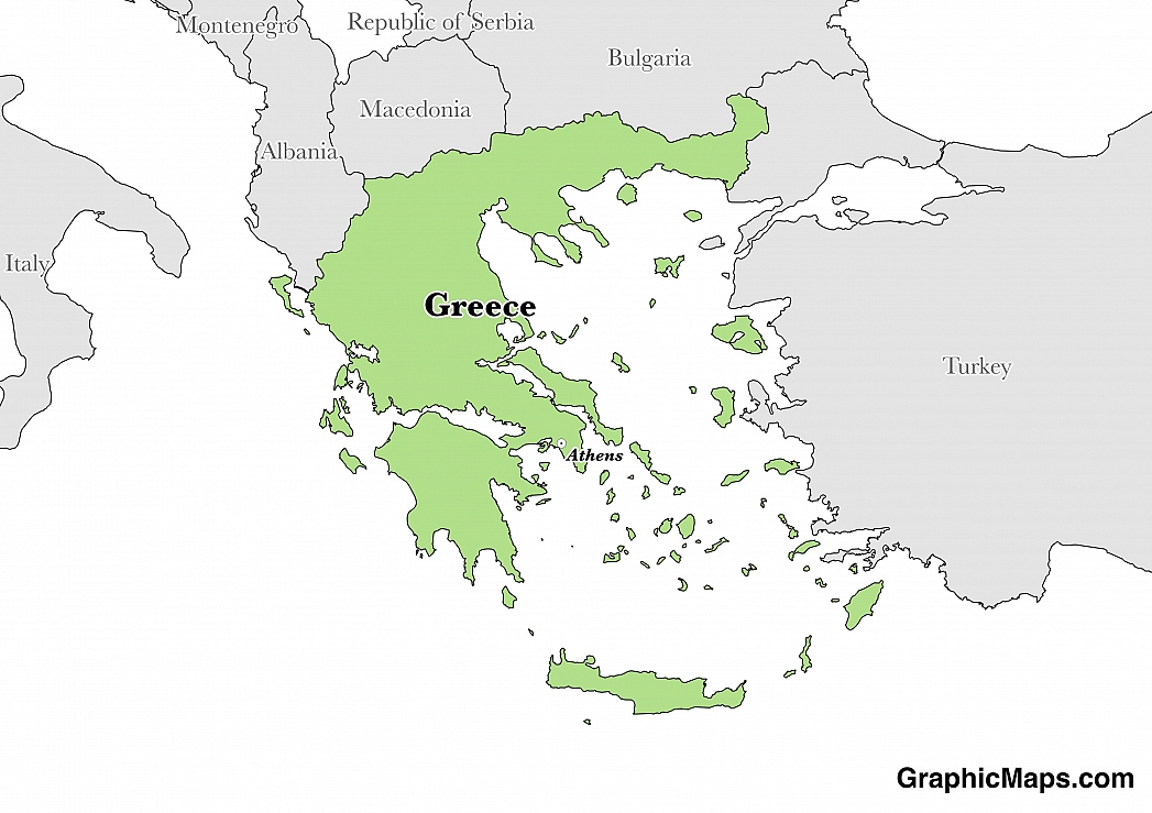 Map showing the location of Greece