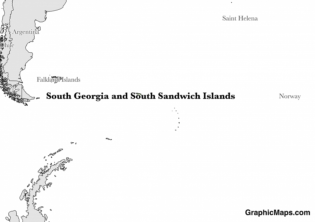 Map showing the location of South Georgia and the South Sandwich Islands