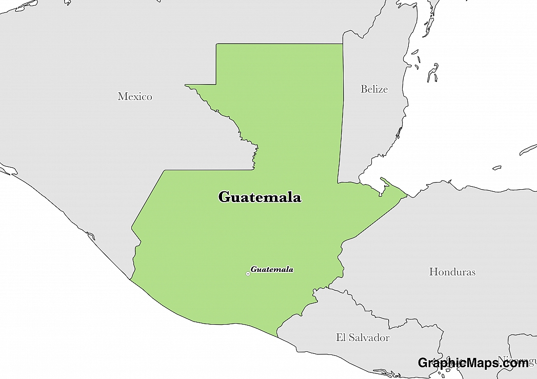 Map showing the location of Guatemala