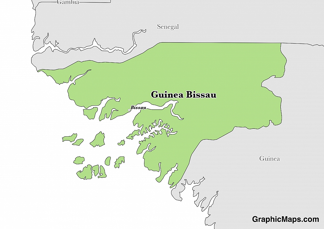 Map showing the location of Guinea-Bissau