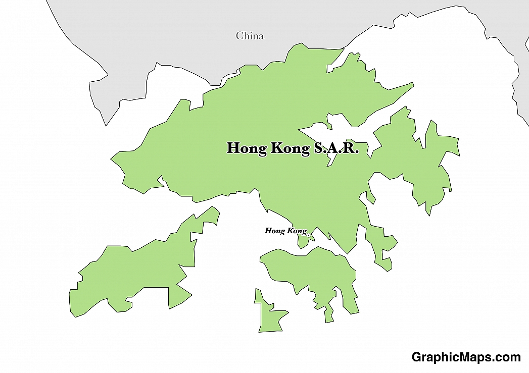 Map showing the location of Hong Kong