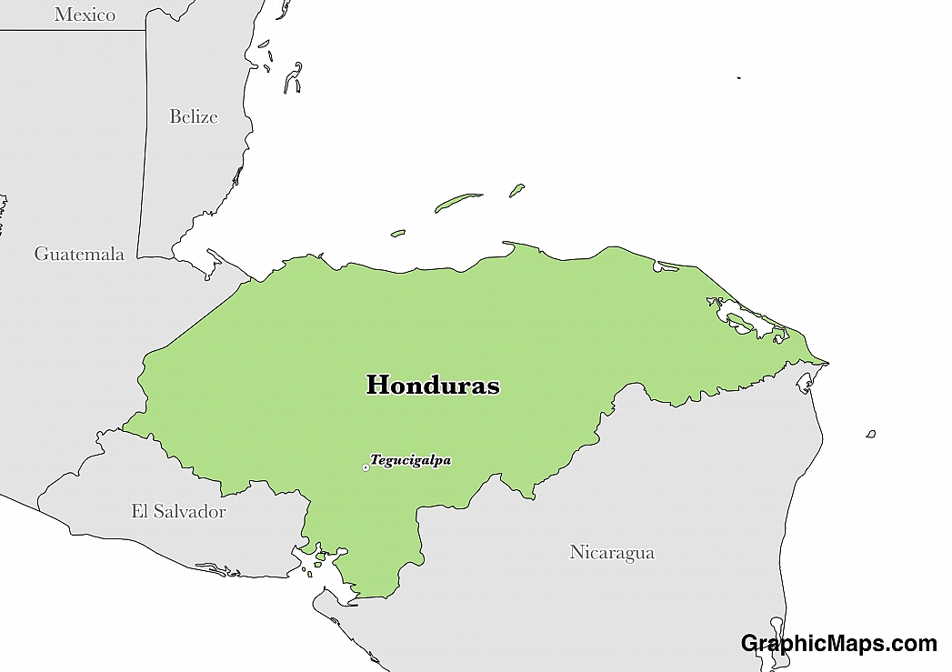 Map showing the location of Honduras