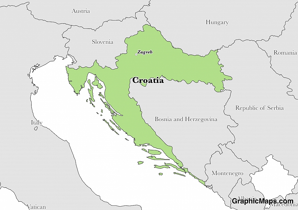 Map showing the location of Croatia