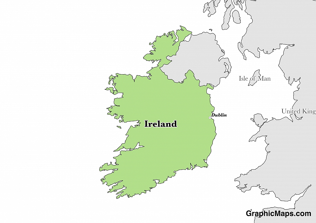 Map showing the location of Ireland
