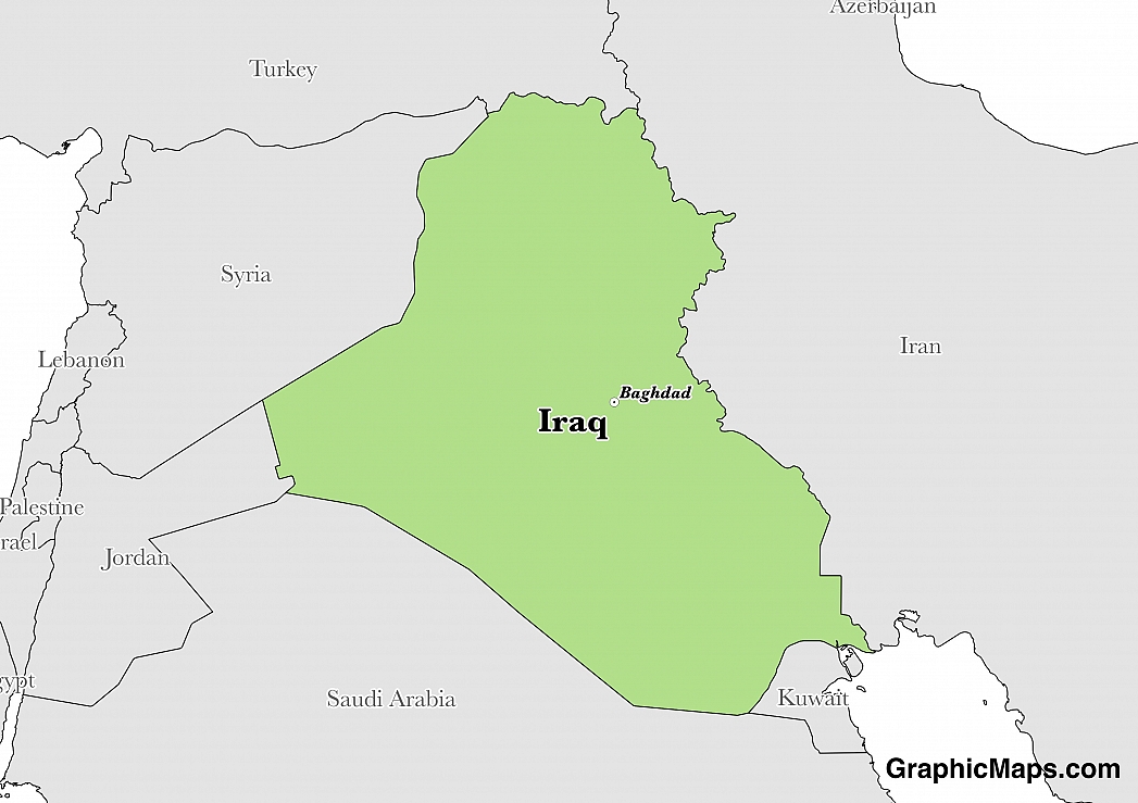 Map showing the location of Iraq