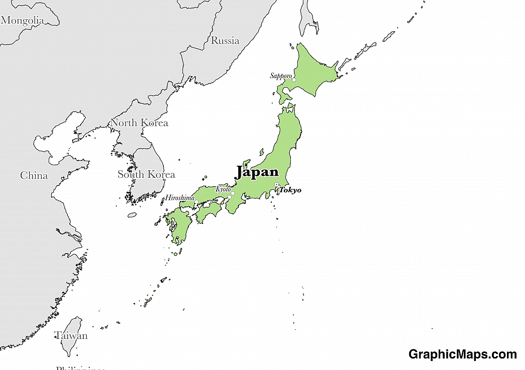 Map showing the location of Japan