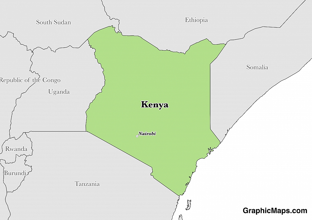 Map showing the location of Kenya