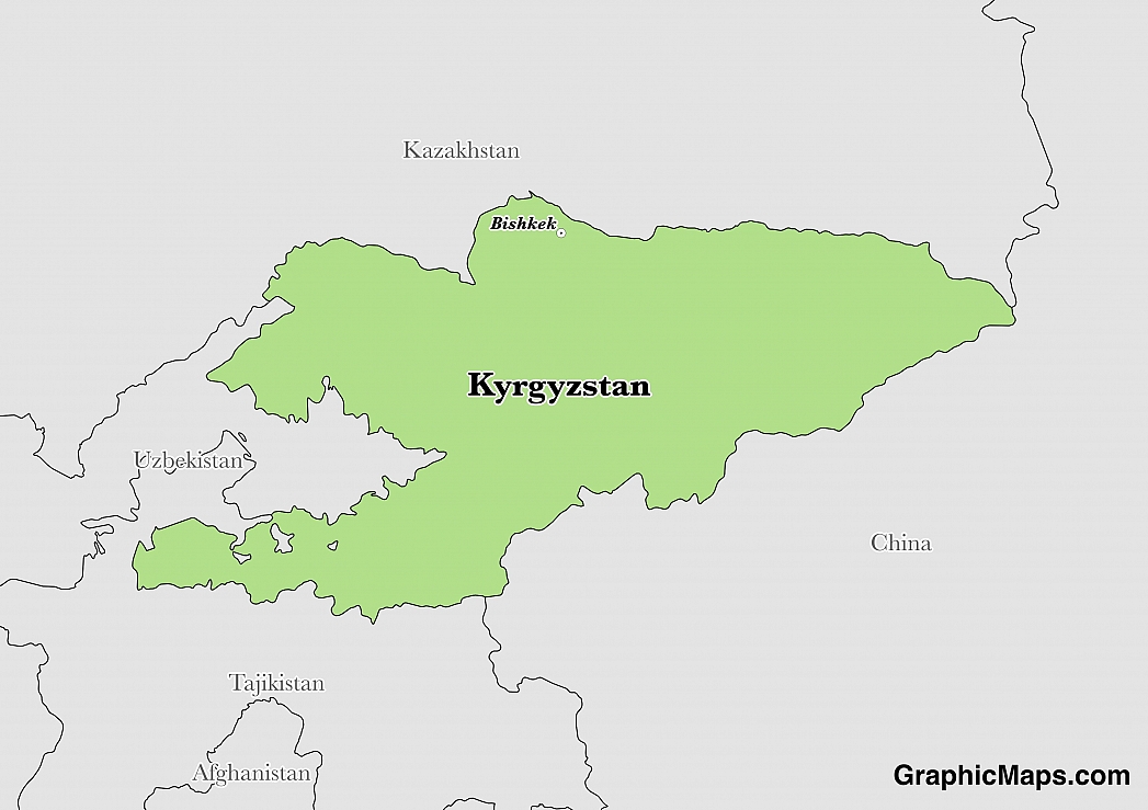 Map showing the location of Kyrgyzstan