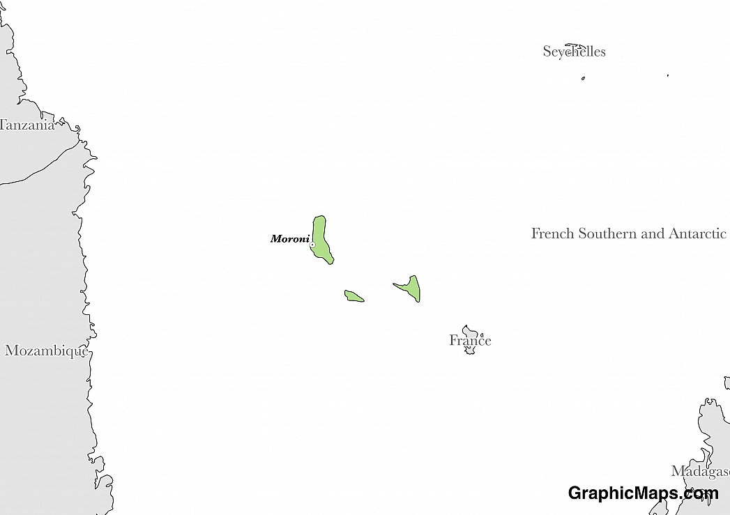 Map showing the location of Comoros